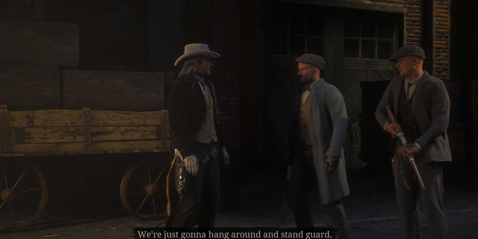 red dead online protagonist with two guards