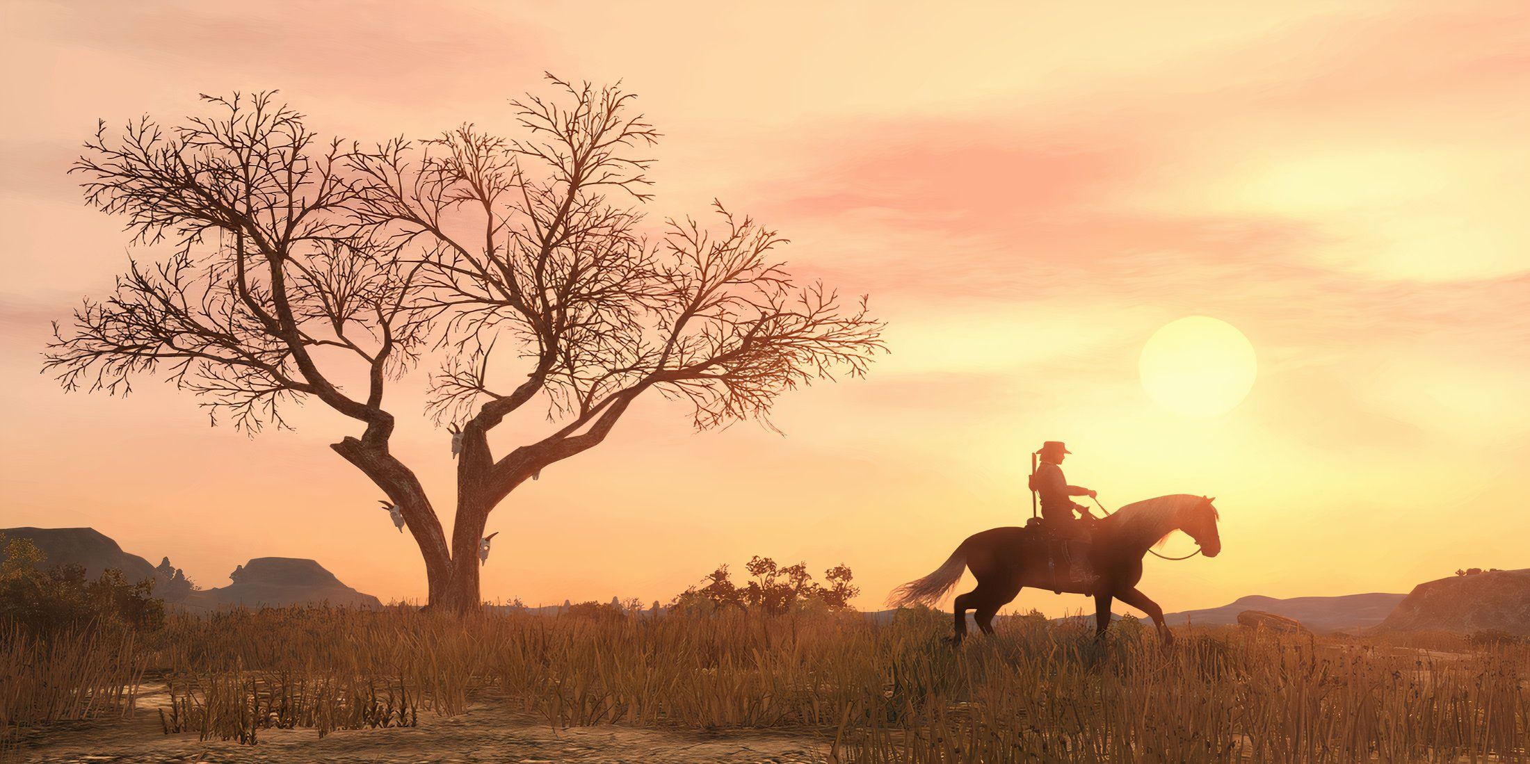 Red Dead Redemption Art John on Horse Sunset