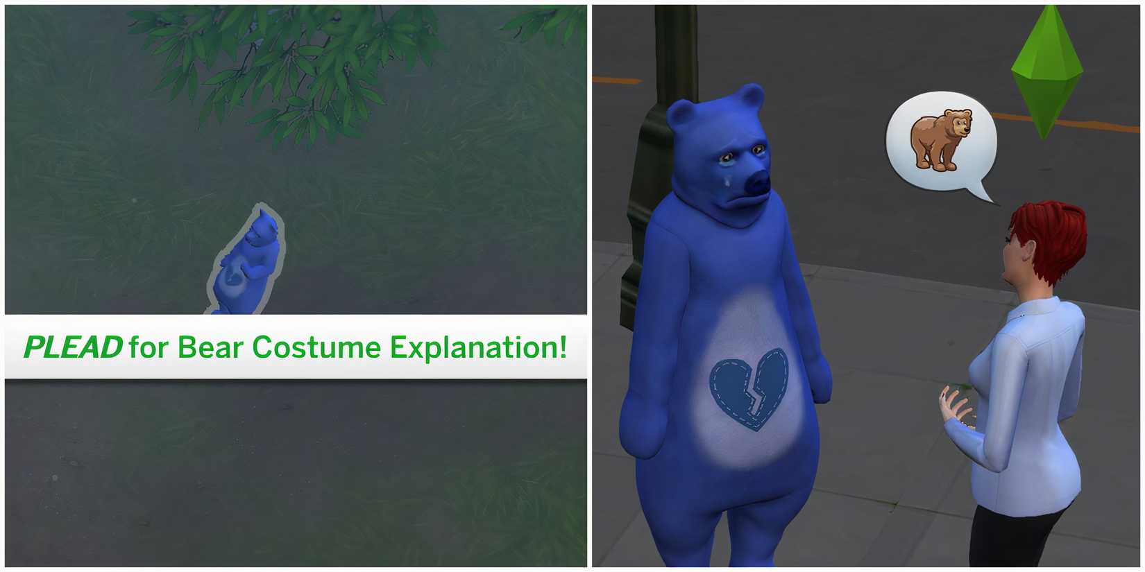remove costume bear the sims 4