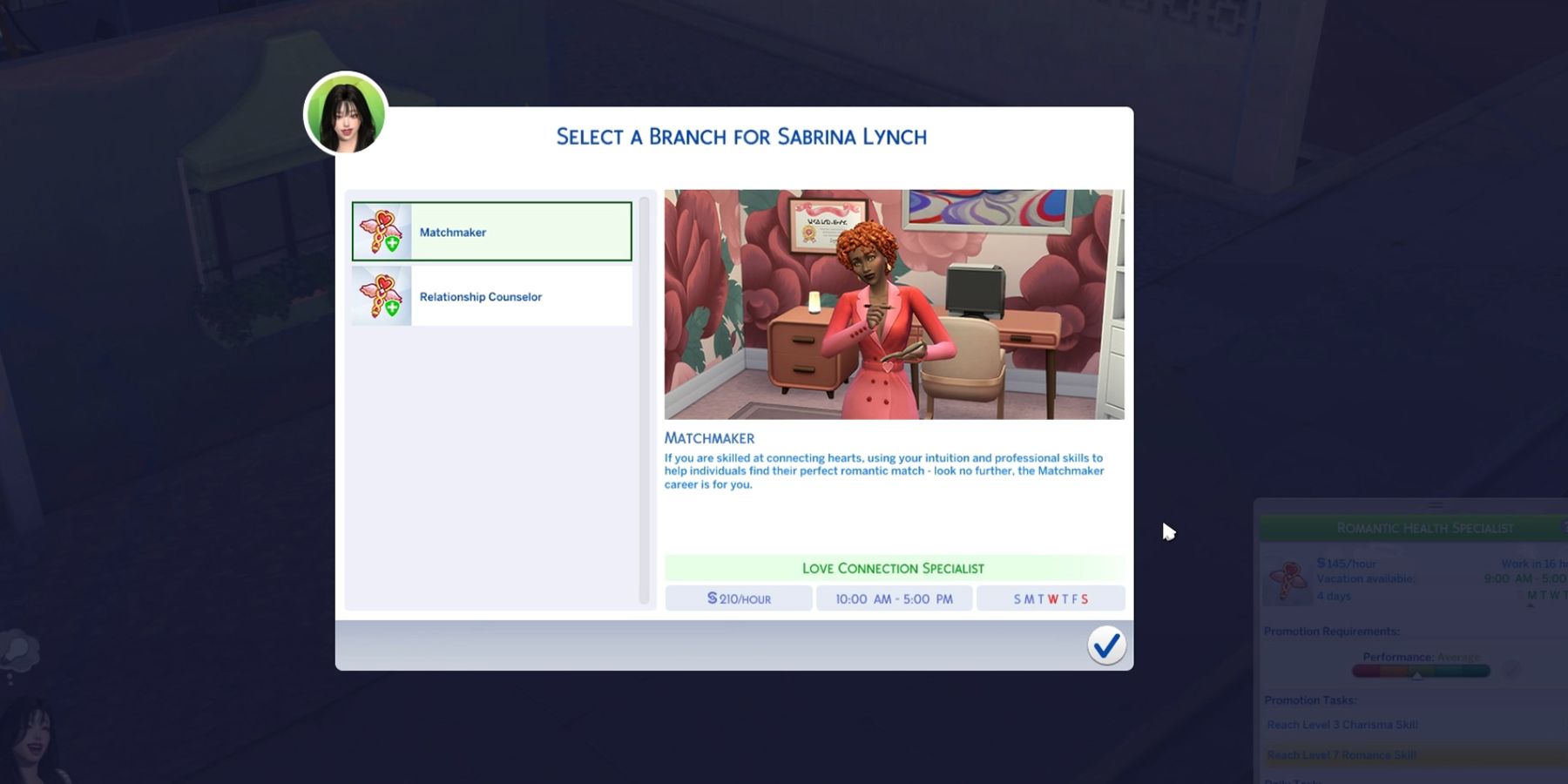 romance consultant matchmaker branch in the sims 4