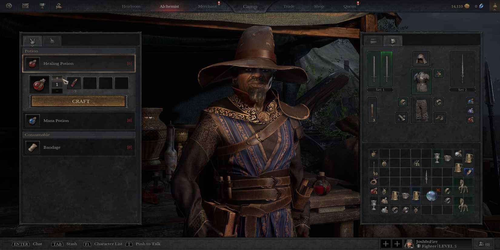 The Player Crafting A Healing Potion 