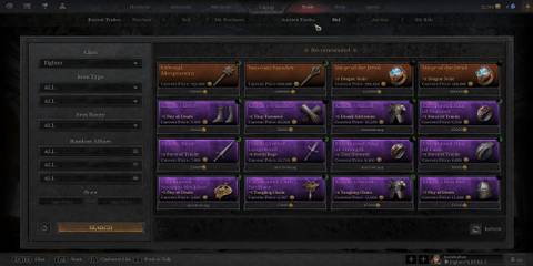 Many Epic & Legendary Weapons Being Auctioned 