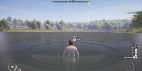 A Medieval Dynasty player standing in water