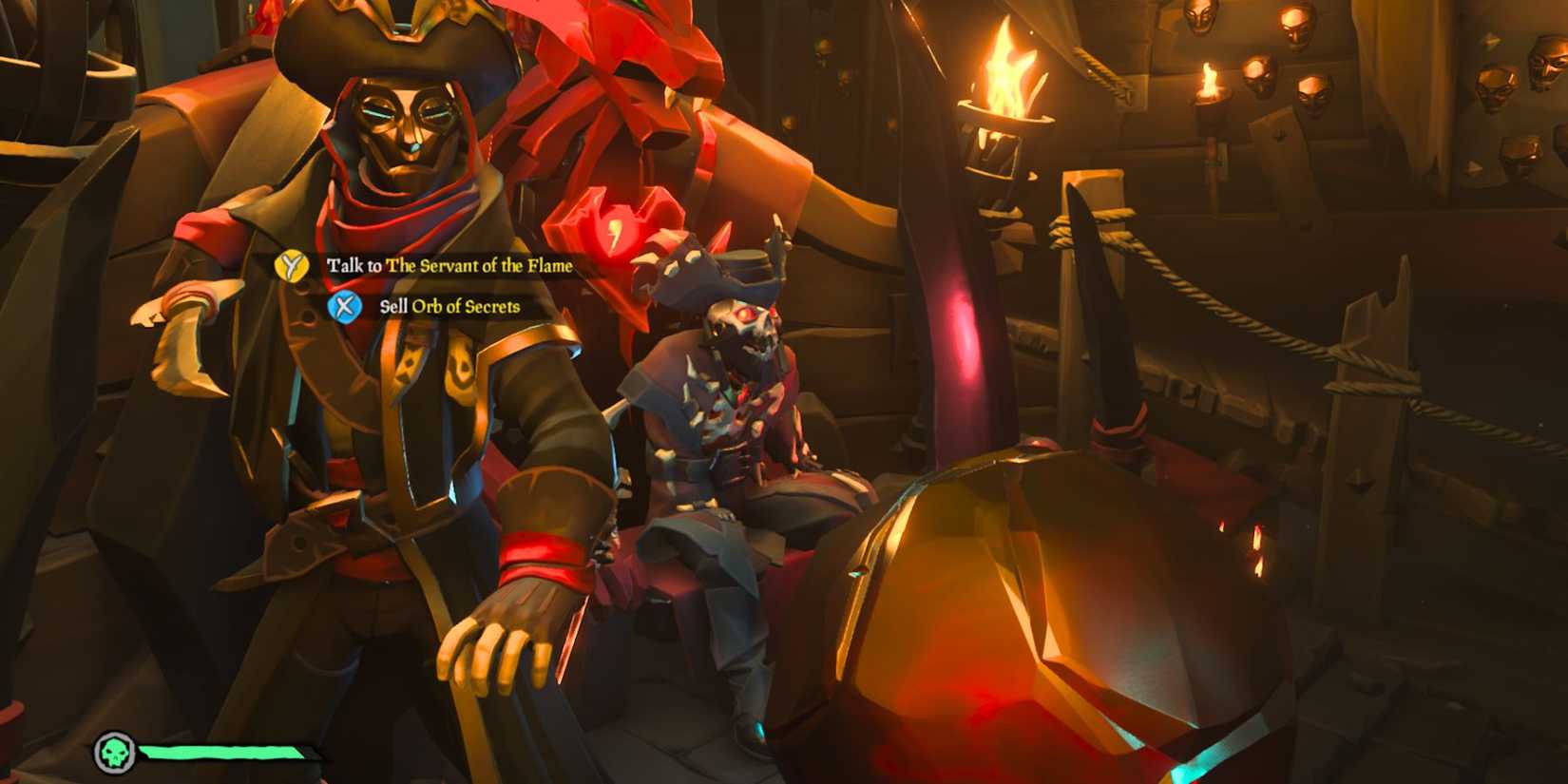 sea of thieves selling the orb of secrets to the servants of the flame with captain flameheart at reaper's hideout