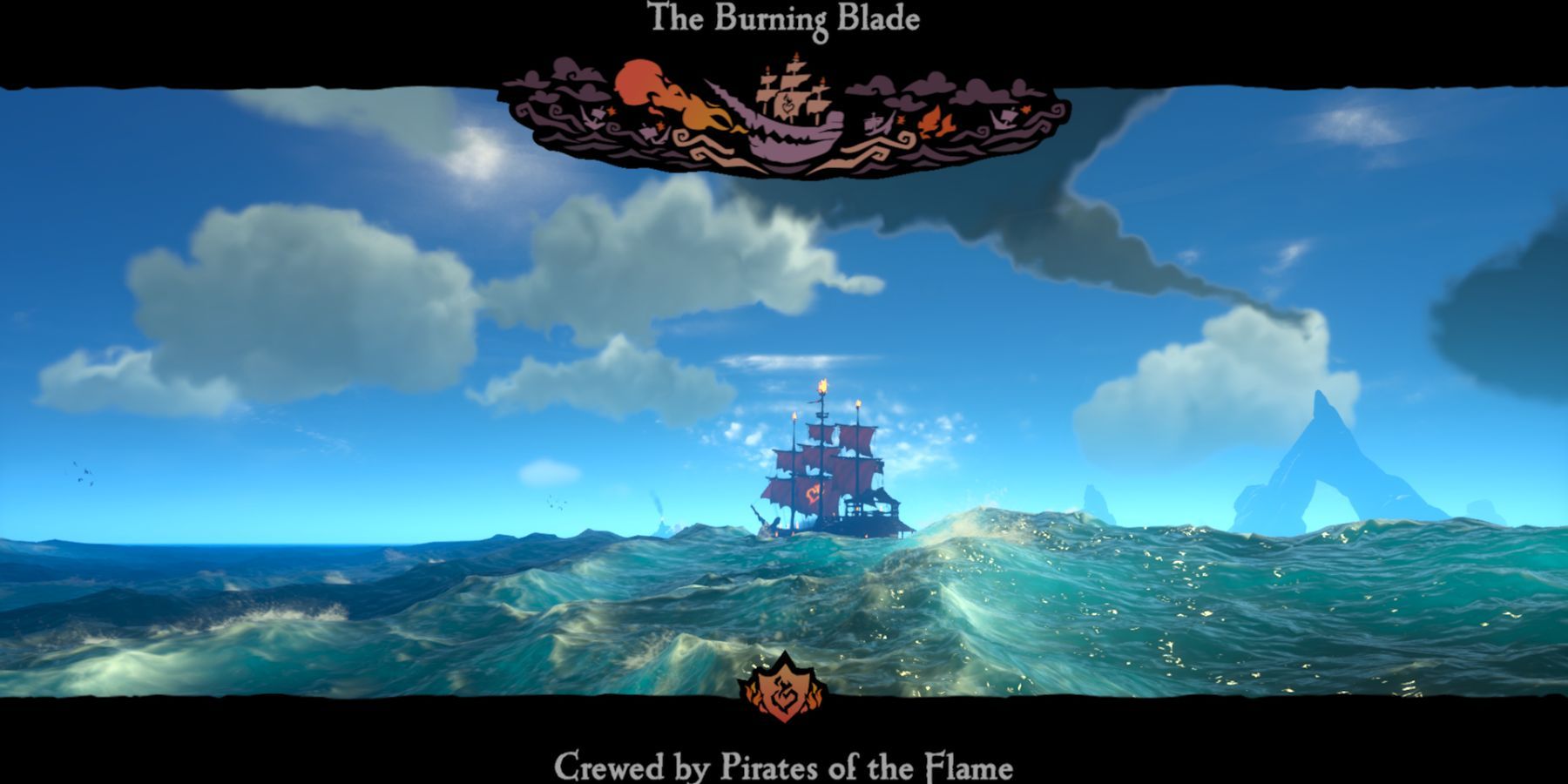 sea of thieves the burning blade crewed by pirates of the flame