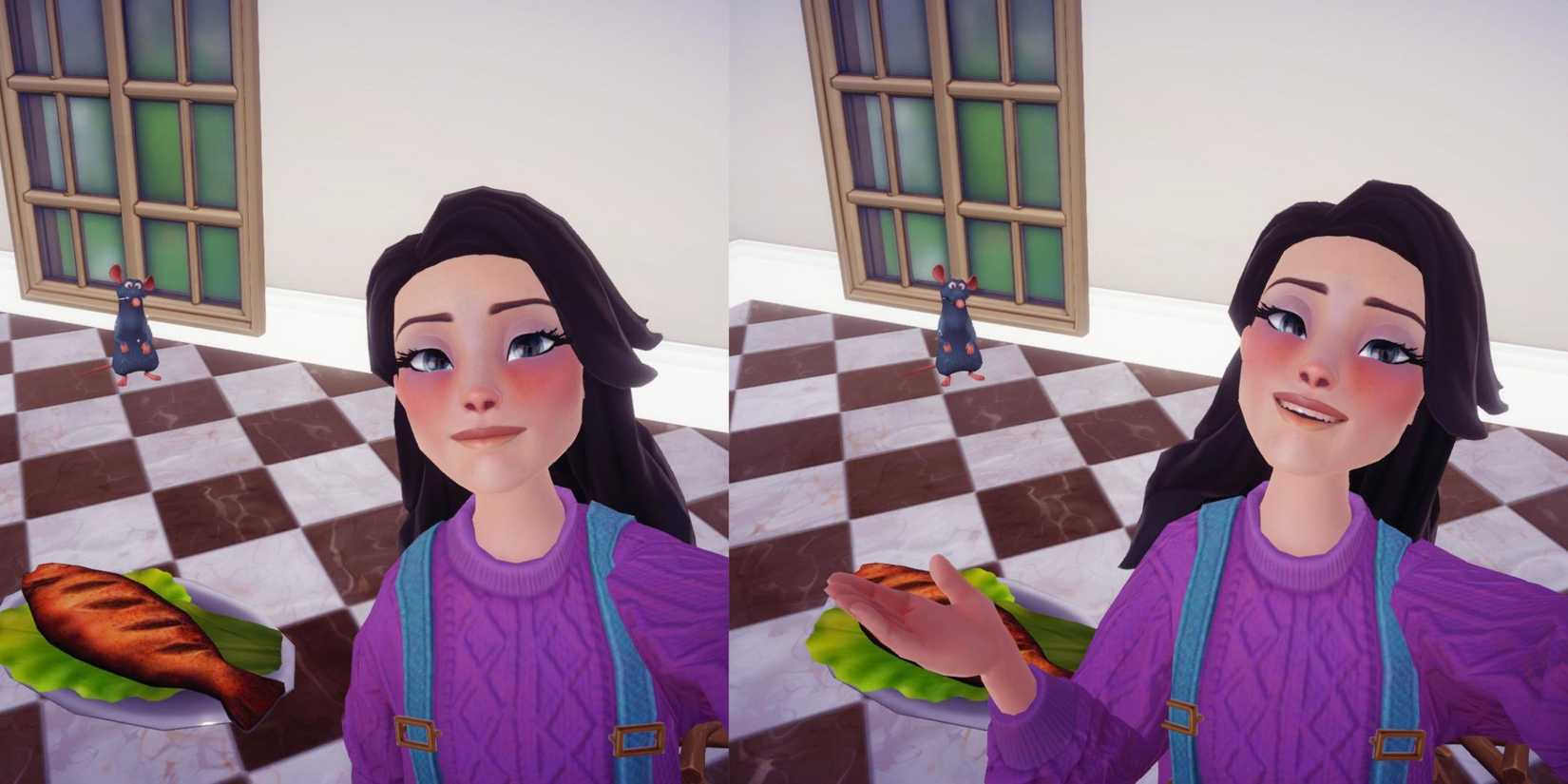 selfie with remy and grilled fish dreamlight valley