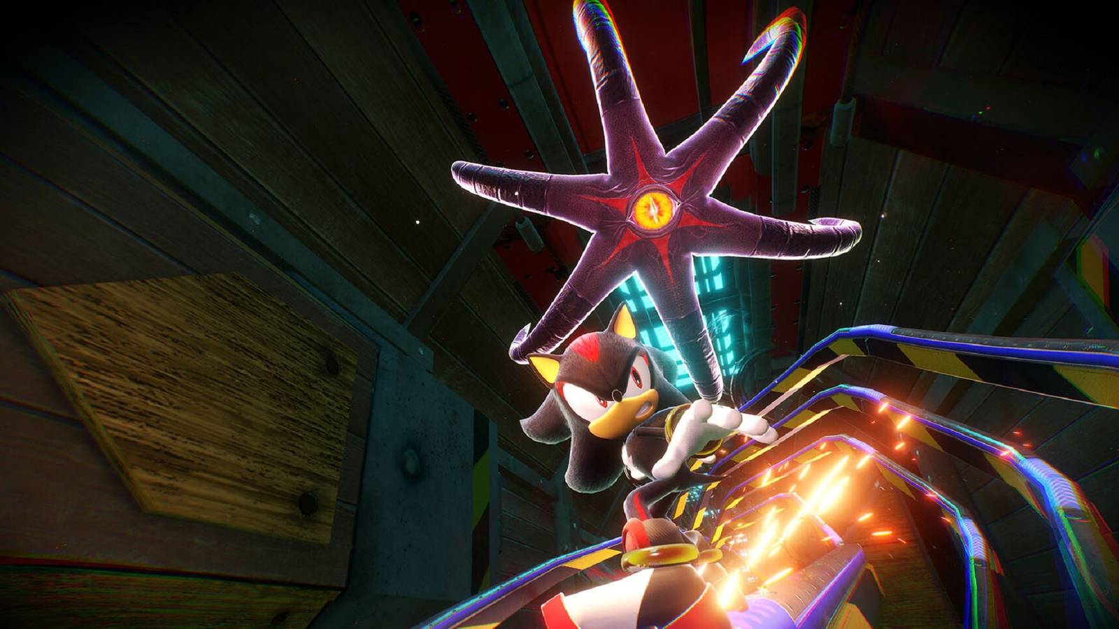 Shadow the Hedgehog chased by Black Doom in Bullet Station in Sonic X Shadow Generations