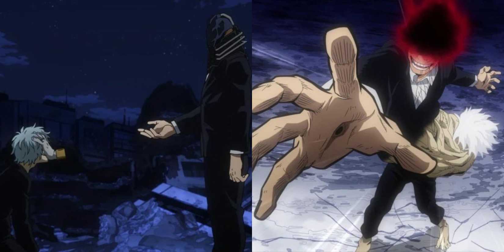 Shigaraki reunites with All For One in the Kamino Ward, and All For One tries to possess Shigaraki's body in My Hero Academia