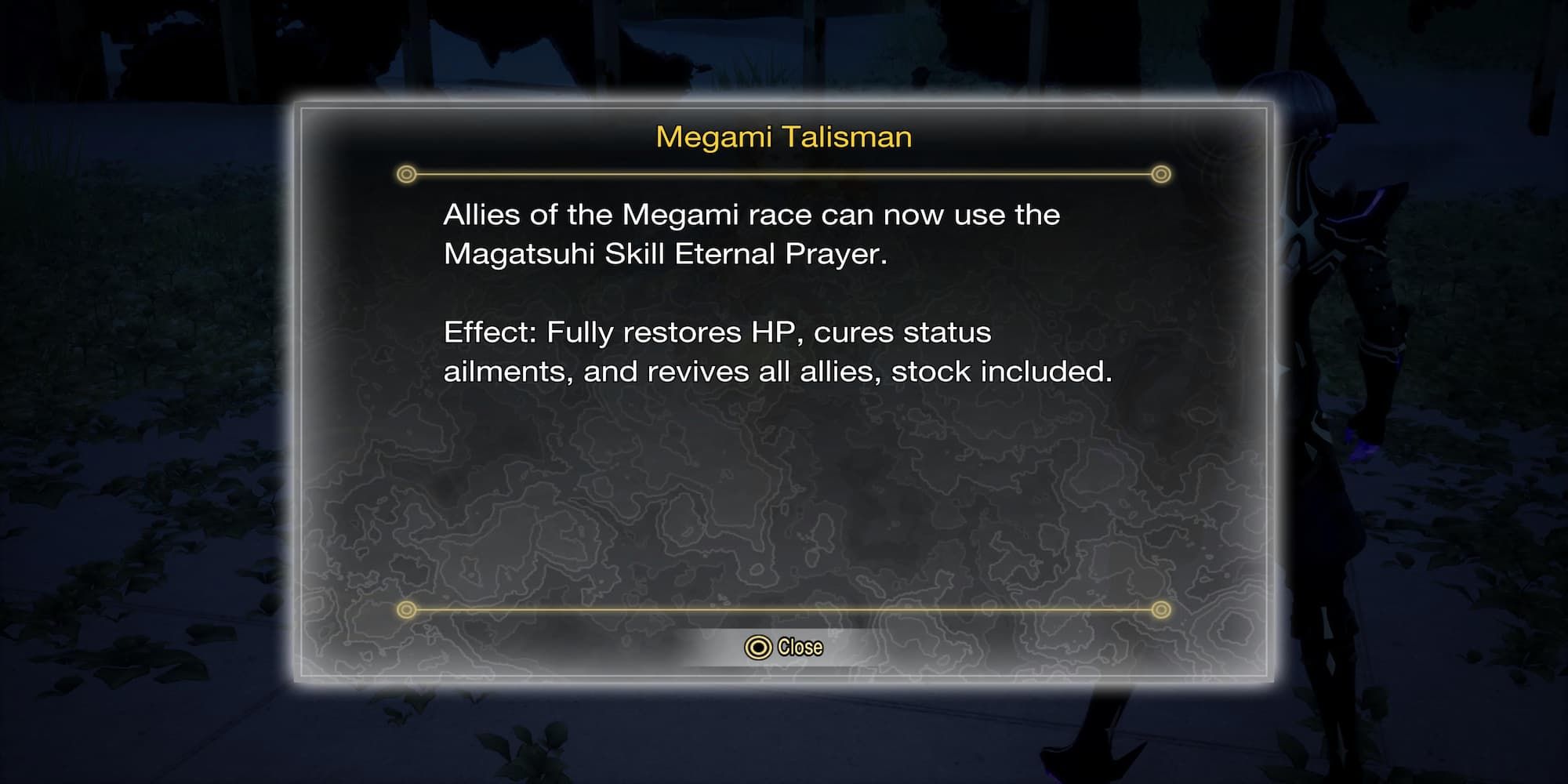 The Player Getting The Megami Talisman 