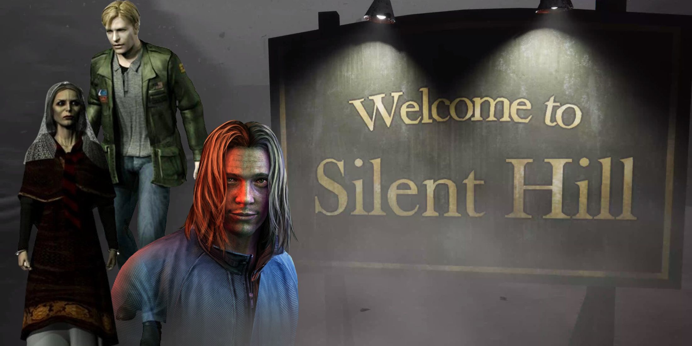 Silent Hill: X Most Selfish Characters image with town sign, James, Walter, and Dahlia