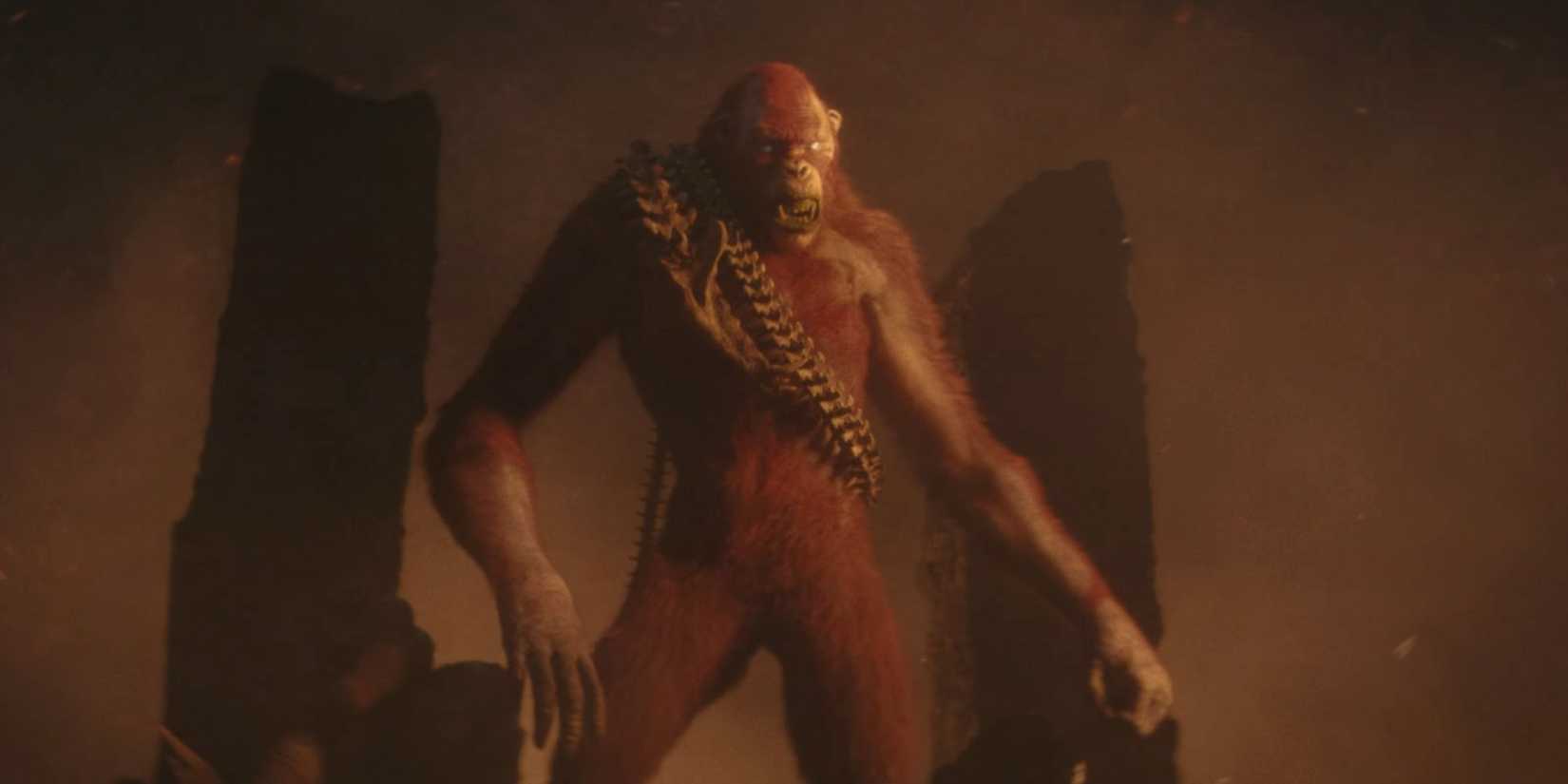 Skar King gets up from his throne to face Kong.