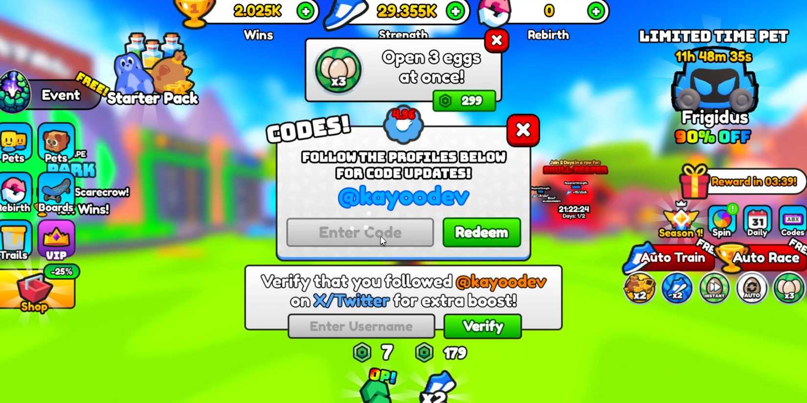 Skateboard Race Simulator the codes tab