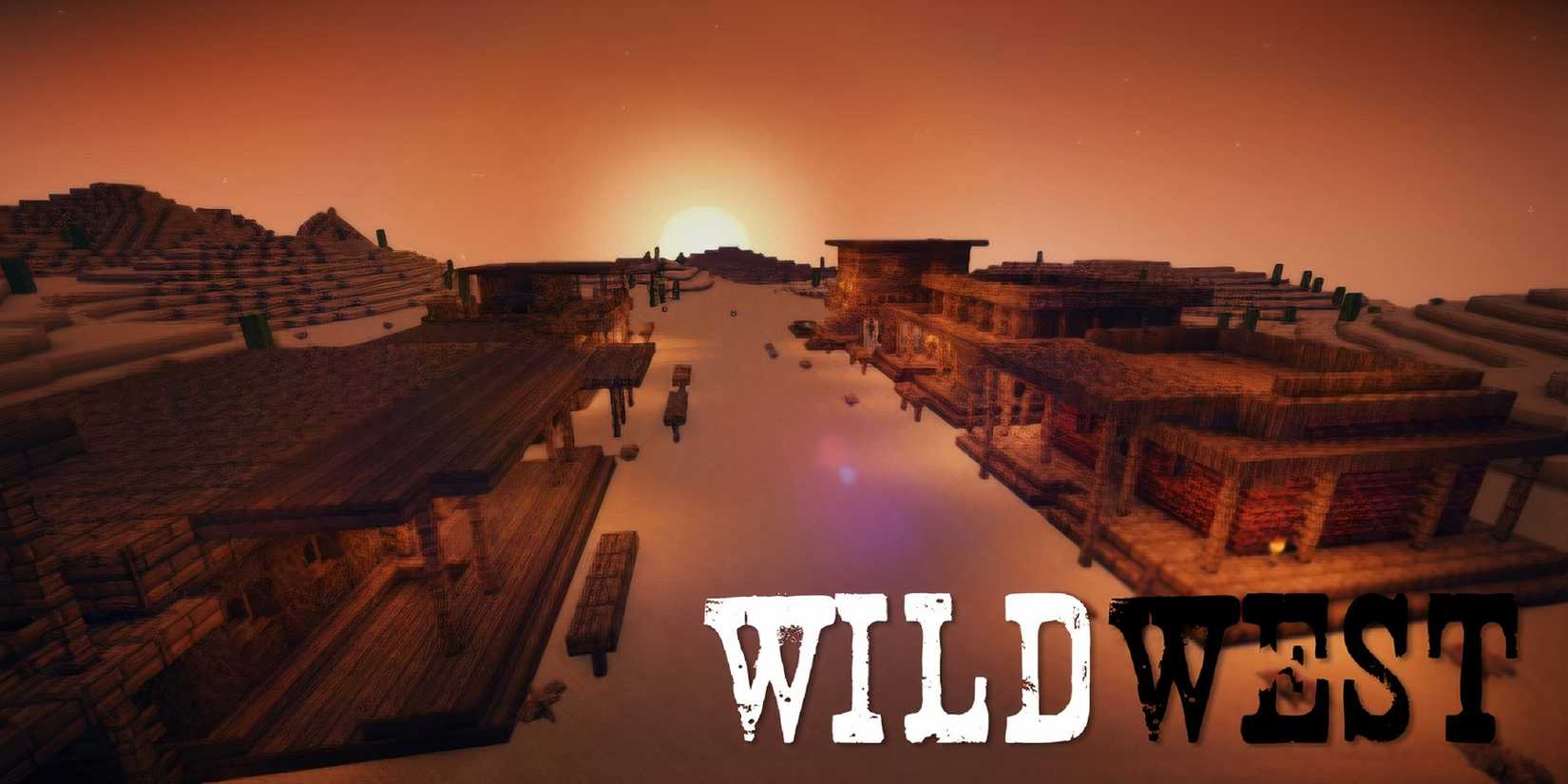 snippet of Map Wild West showing a western town and sunset