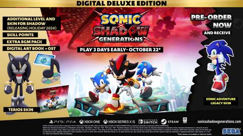 Sonic X Shadow Generations PreOrder Bonuses