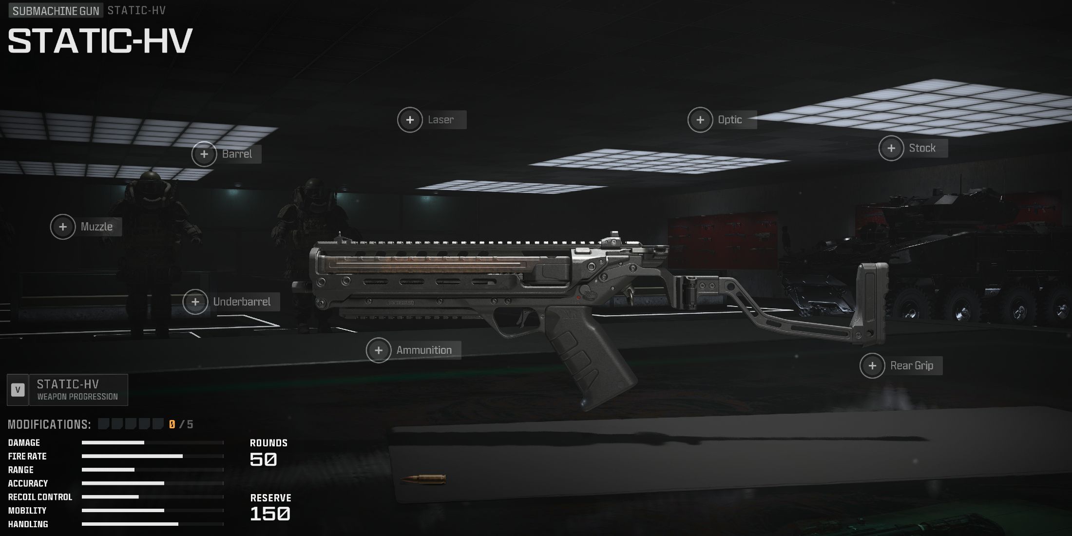 Screenshot showcasing the Static-HV in the Gunsmith for Modern Warfare 3 and Warzone 