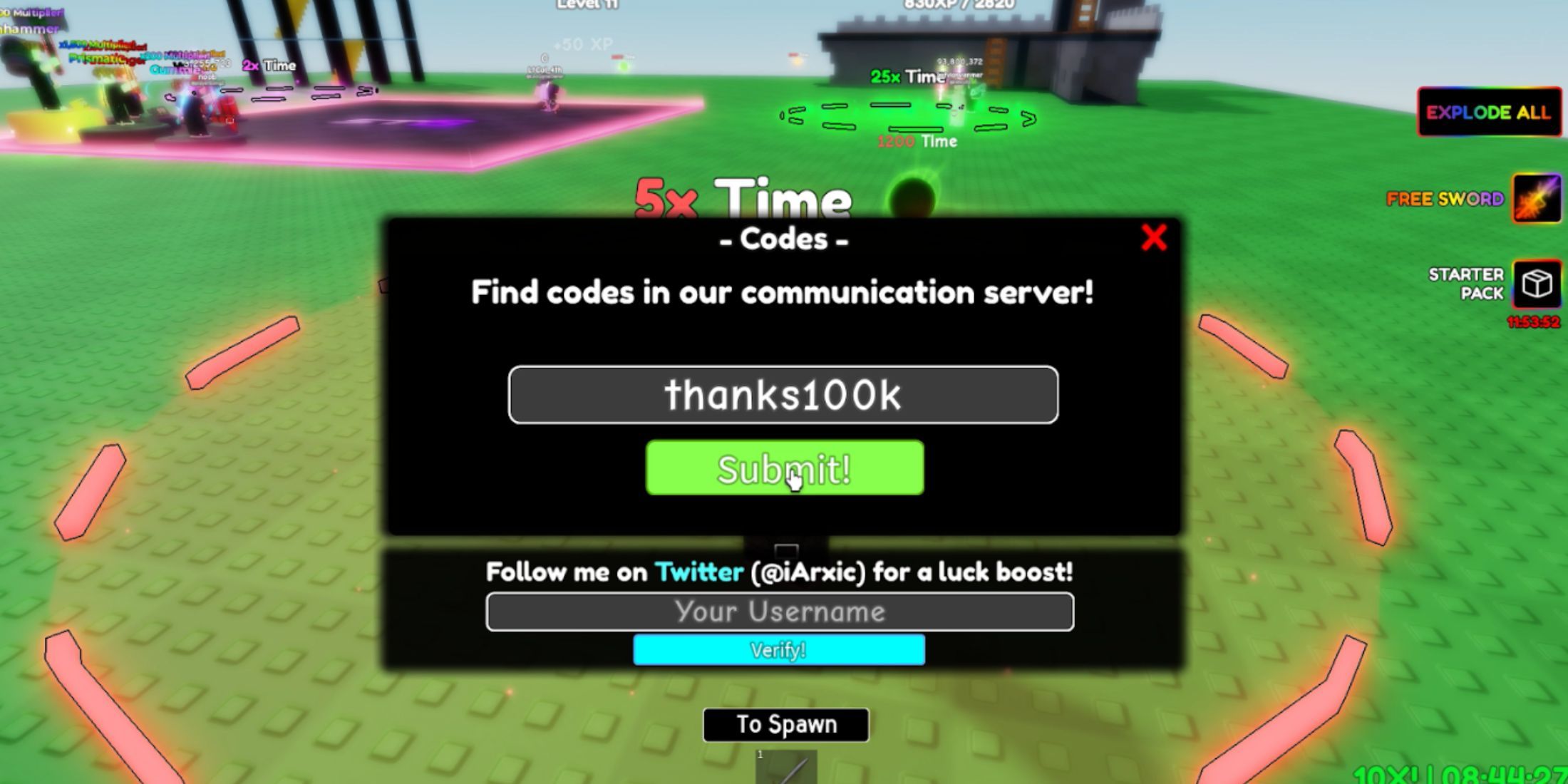 Steal Time Simulator the codes tab