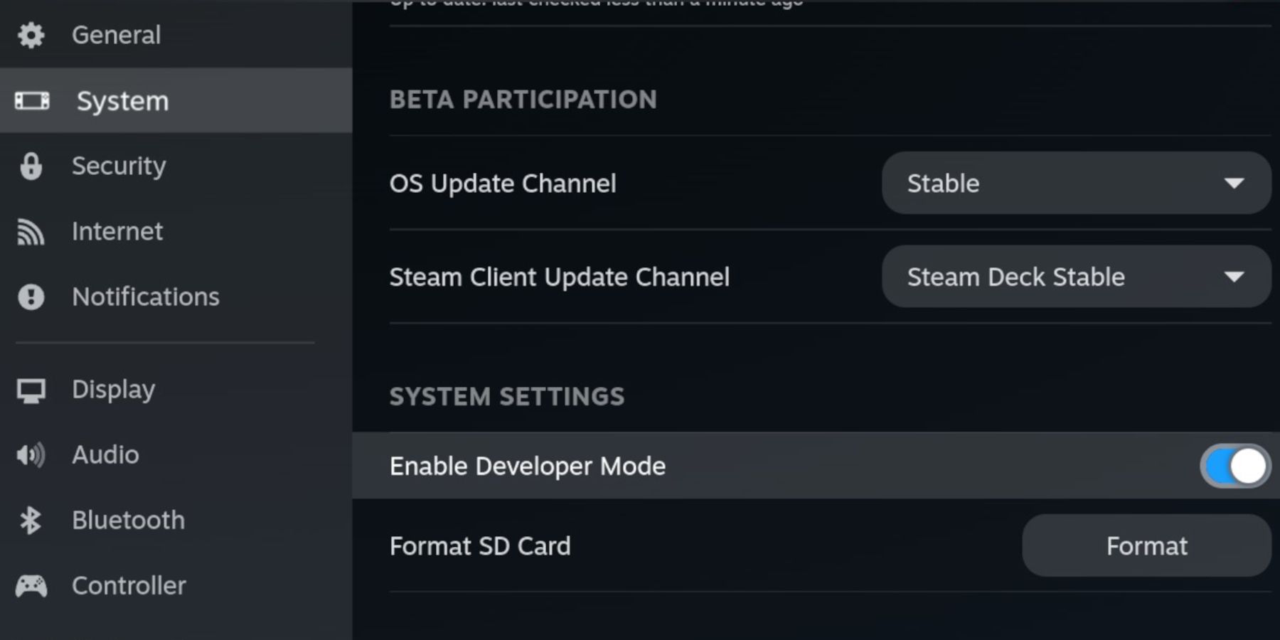 Steam Deck enables developer mode