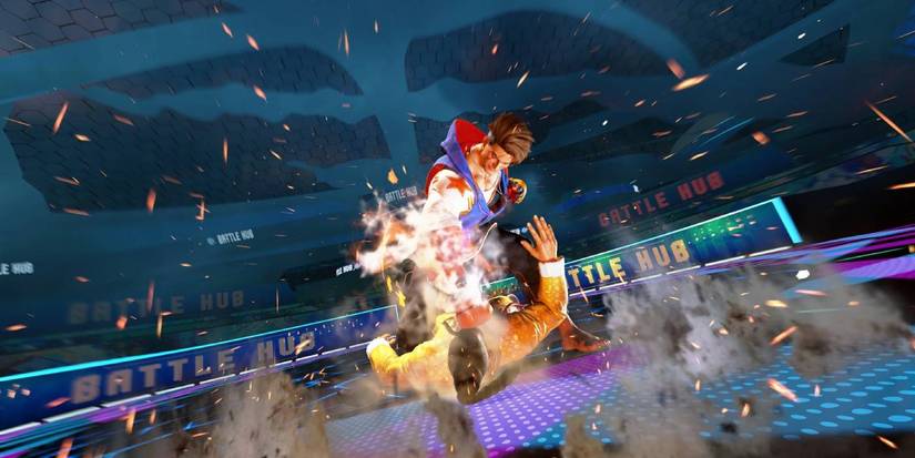 street fighter 6's Luke punching Jamie in the Battle Hub