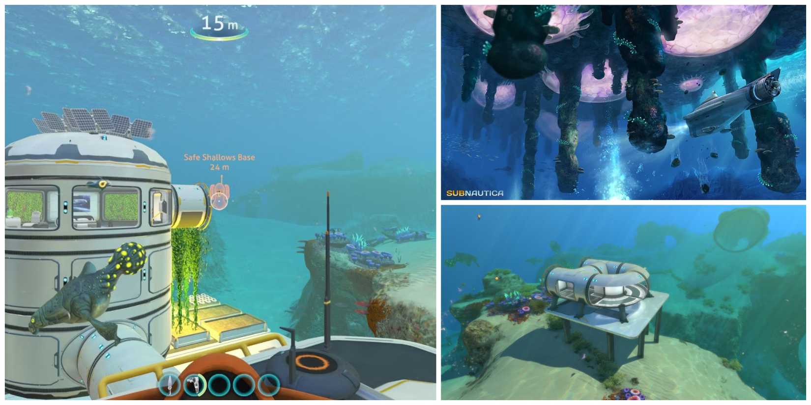 images of base building gameplay from Subnautica