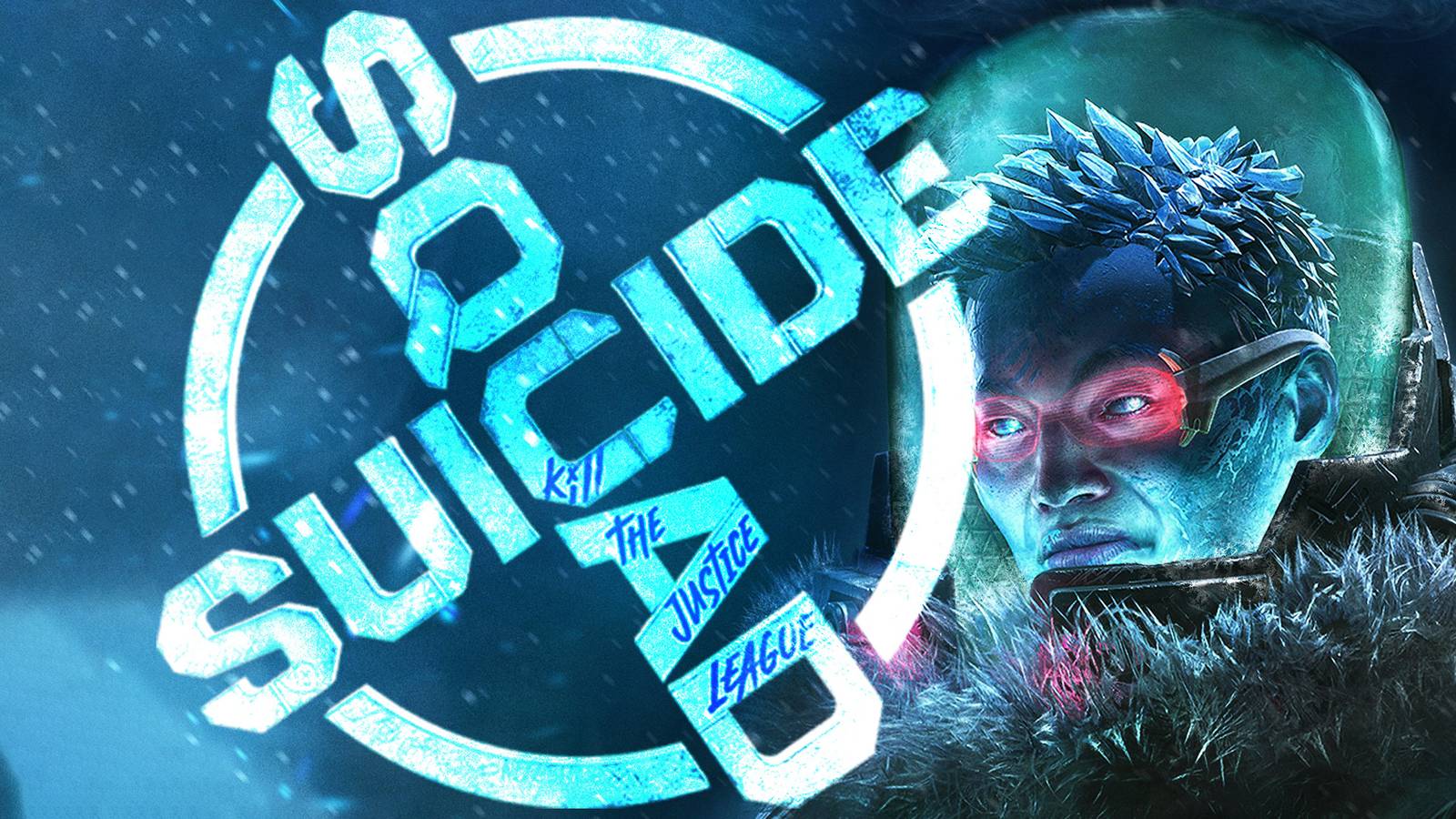 Suicide Squad Kill the Justice League white logo next to Mrs. Freeze composite