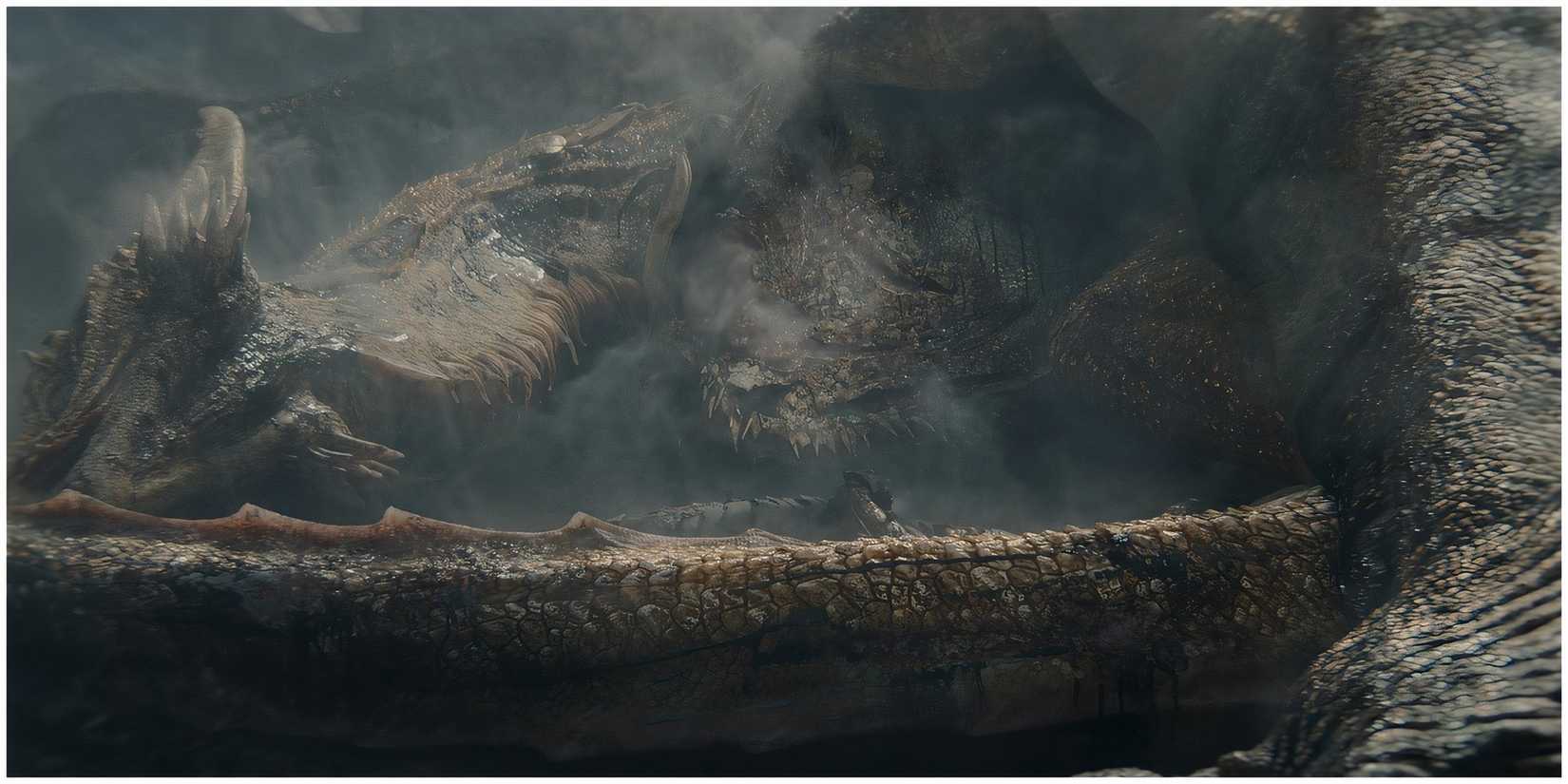 Sunfyre coils around injured Aegon II in House of the Dragon.