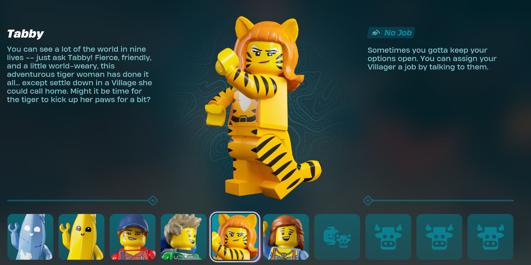 Screenshot showcasing Tabby Resident Bio LEGO Fortnite 