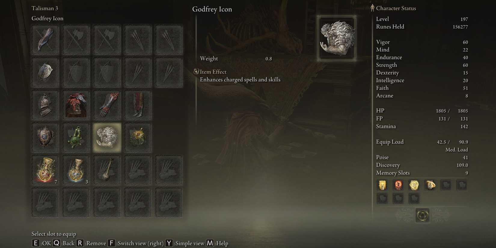Talisman choice for gazing finger in elden ring shadow of the erdtree