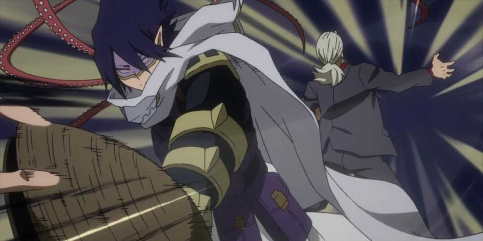 Tamaki attacks a Yakuza member with different animal parts on his body. (My Hero Academia)