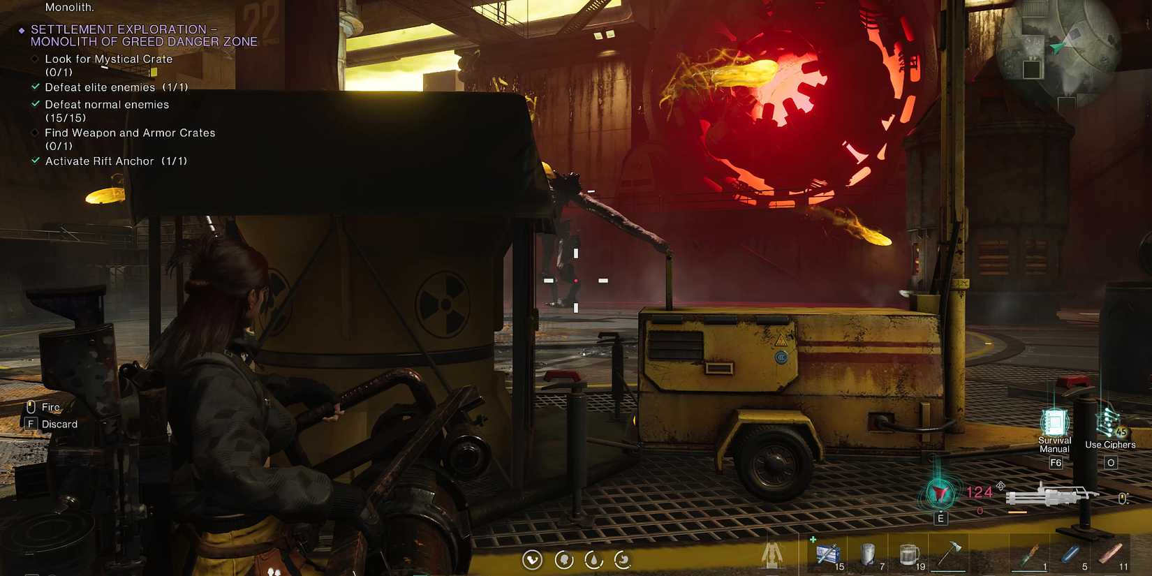 Screenshot showcasing the Acid Attack from the Ravenous Hunter in Once Human 