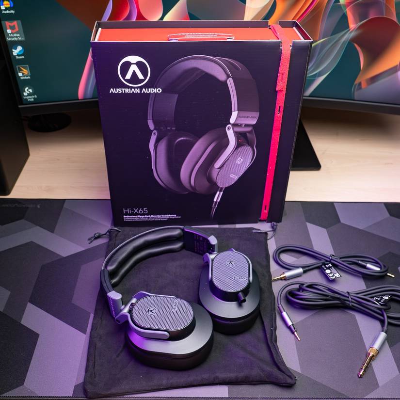The Austrian Audio Hi-X65 with box and accessories
