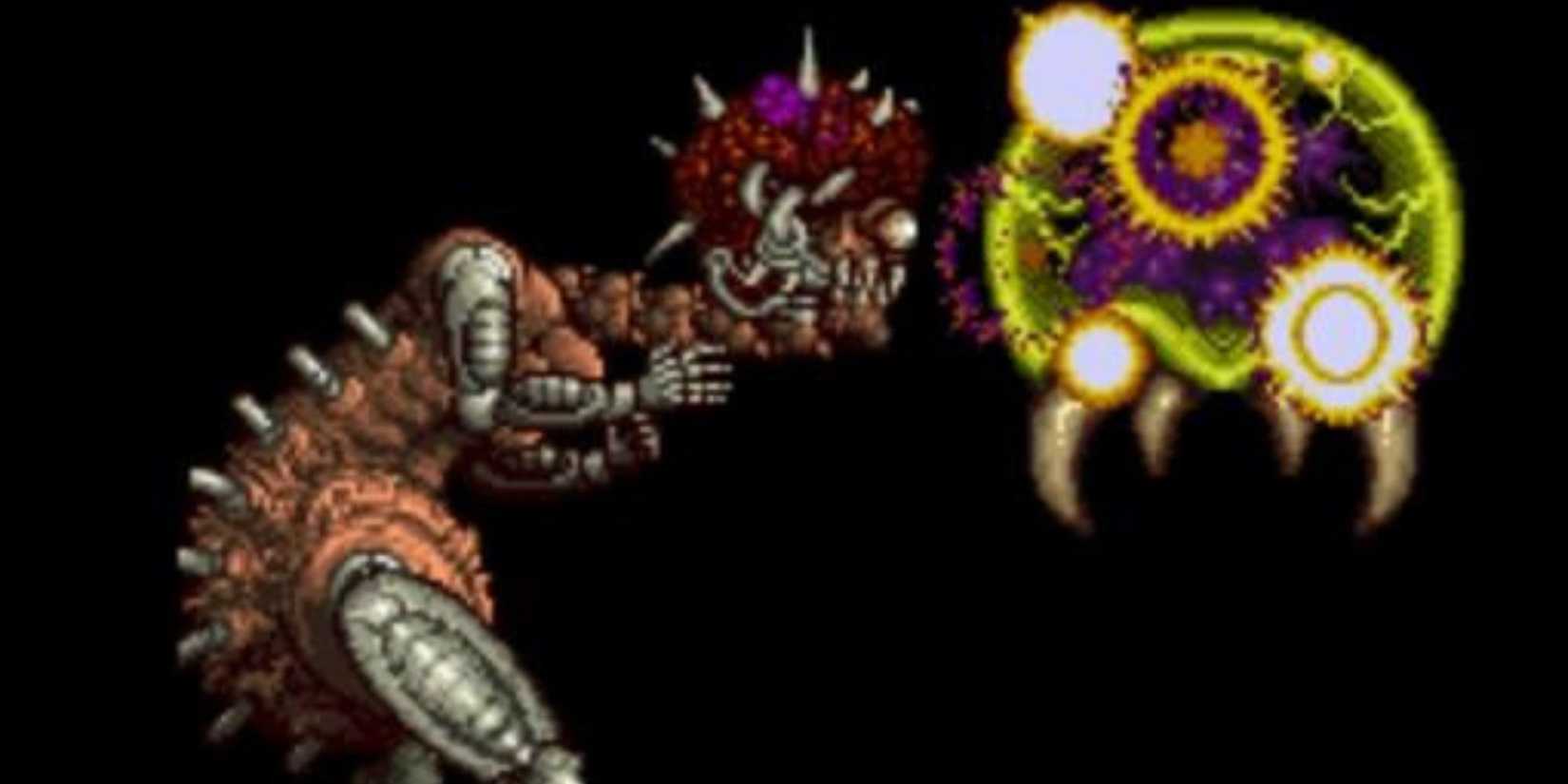 The baby Metroid sacrifices itself in order to save Samus.