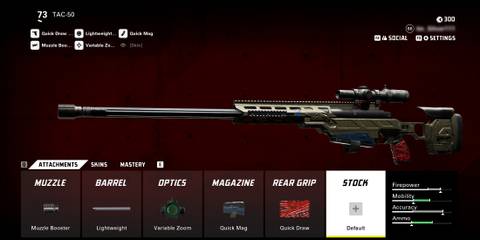 Screenshot showcasing the best quick scope TAC-50 loadout for XDefiant 
