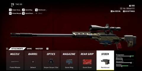 Screenshot showcasing the best TAC-50 long range loadout for XDefiant 