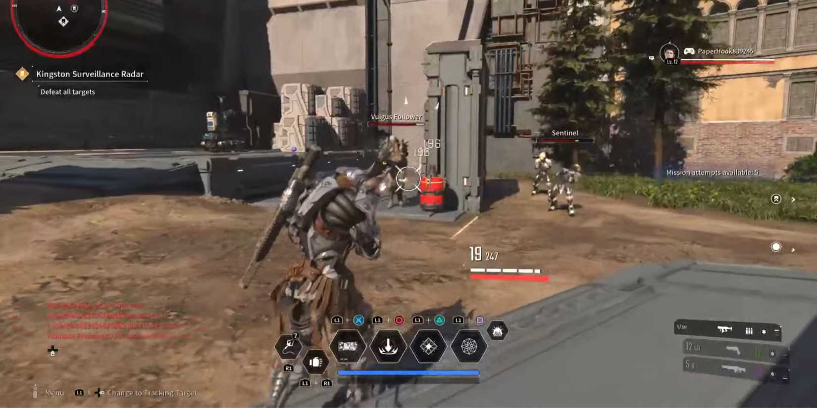The first descendant aiming and shooting with controller