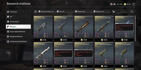 The first Descendant Ultimate Weapon Research