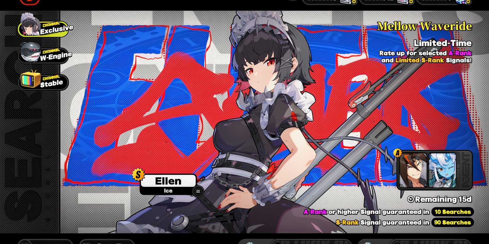 The gacha-based character menu in Zenless Zone Zero