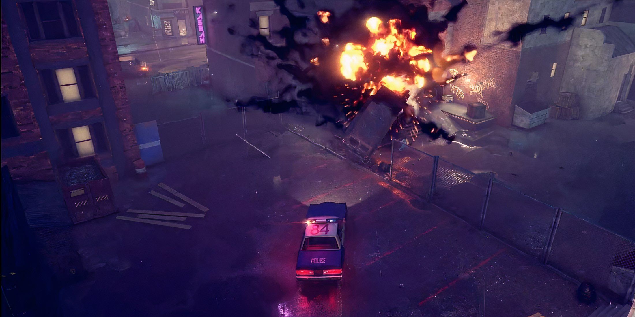 The Precinct van explodes while being chased by player