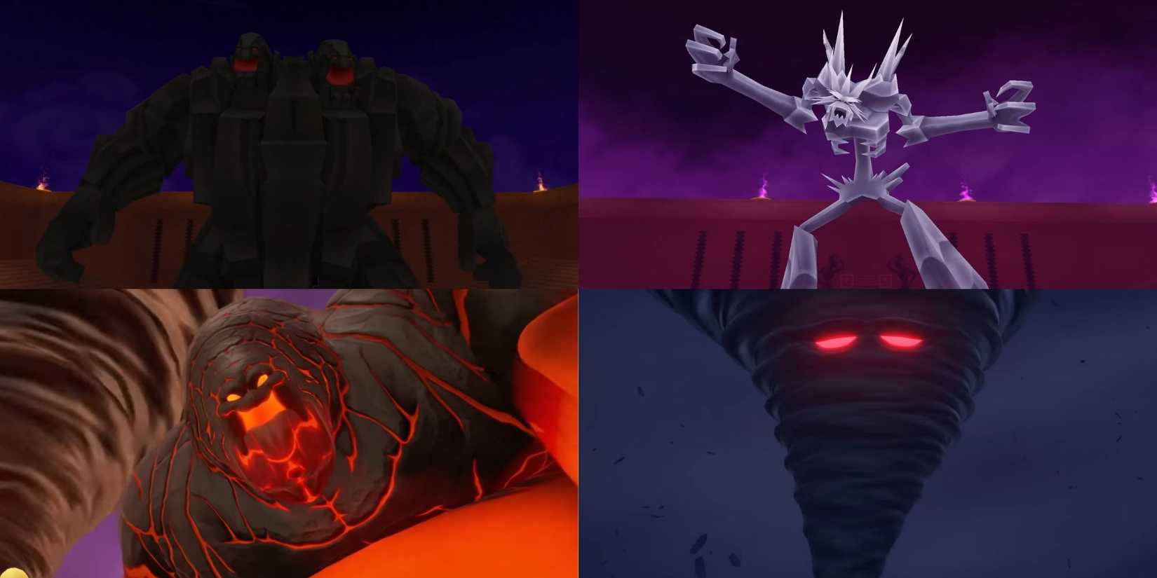 The Rock Titan and the Ice Titan in KH1, and the Lava Titan and the Tornado Titan in KH3.