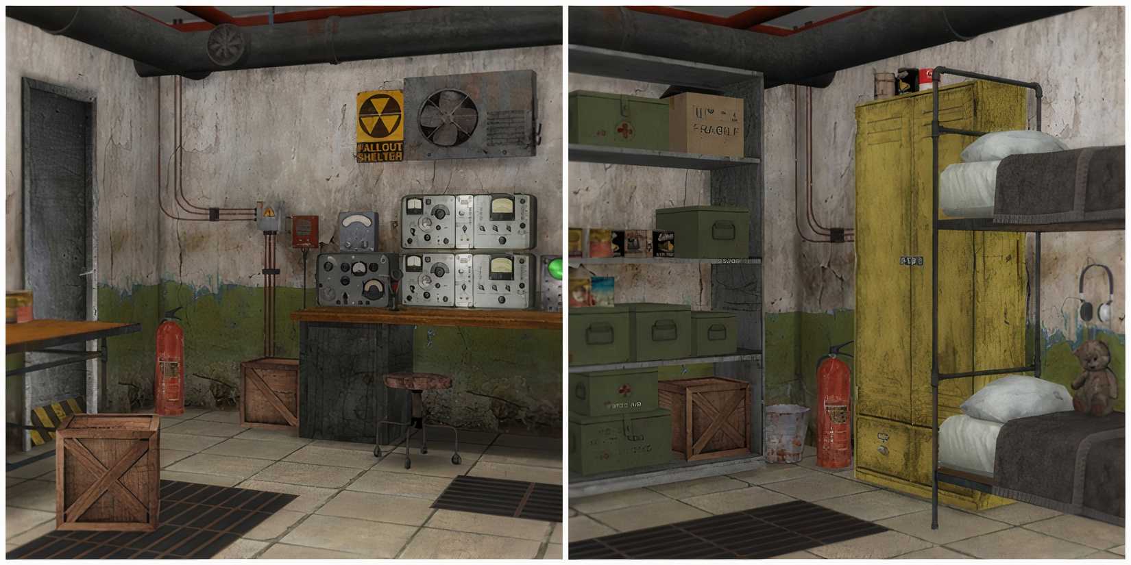 Custom content made to fit survivalist bunkers with the Bunker Furniture mod