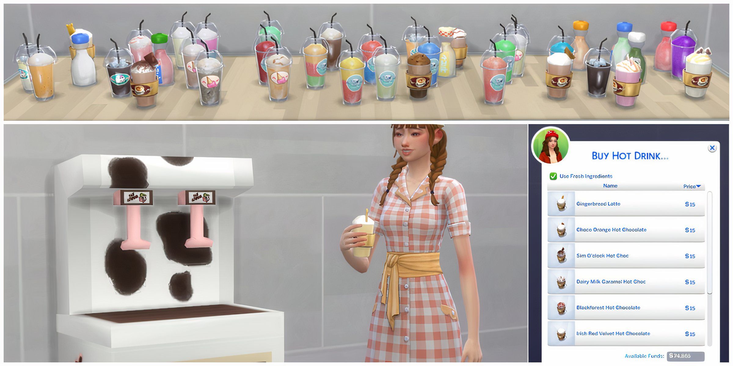 The Sims 4 - Drinks added from the new Drinks Machine mod