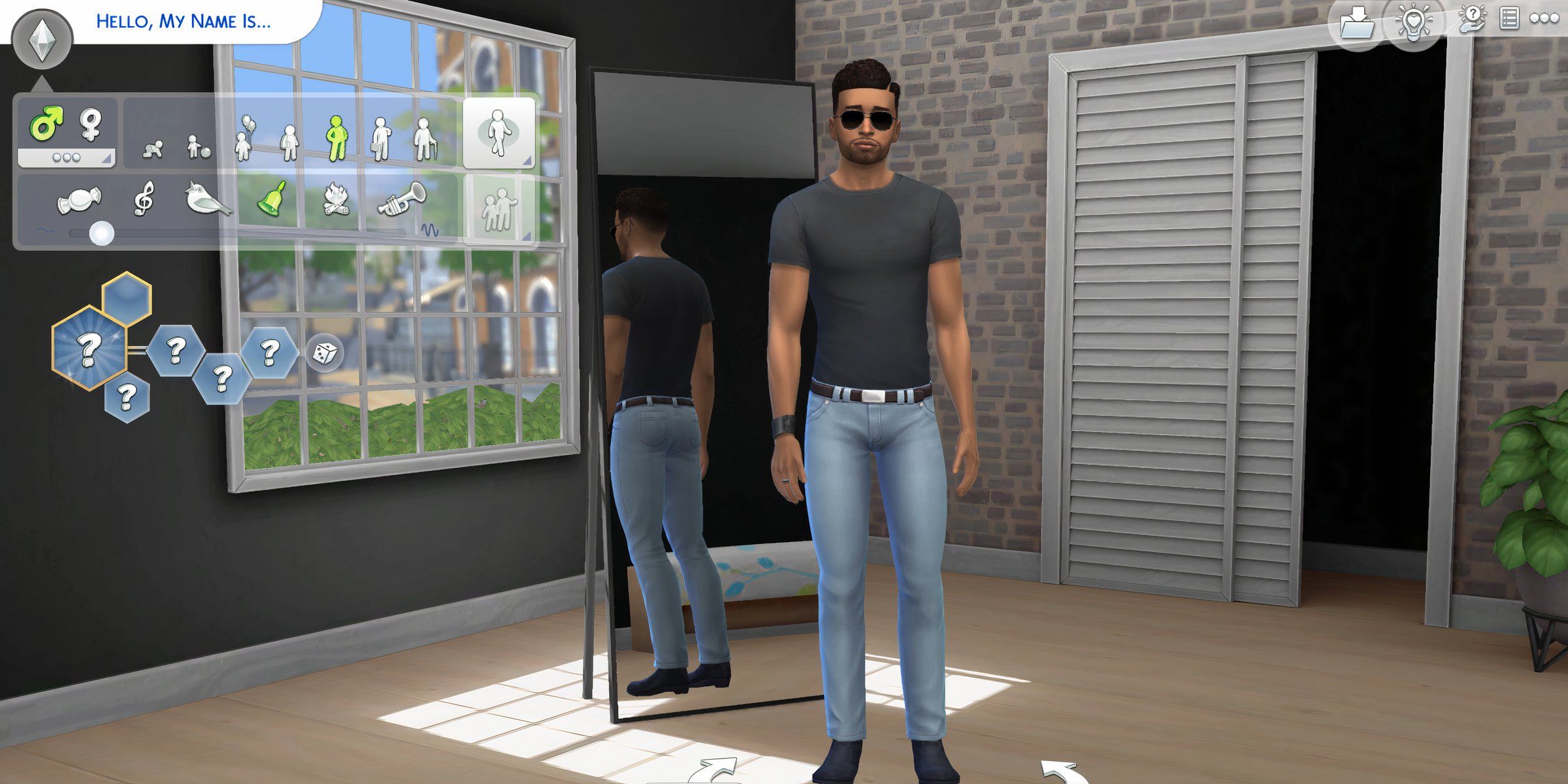 A Sim in Create-A-Sim personalizing their appearance