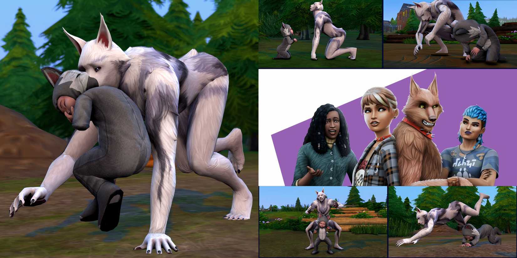 Werewolf poses from the Pup Training pose pack mod