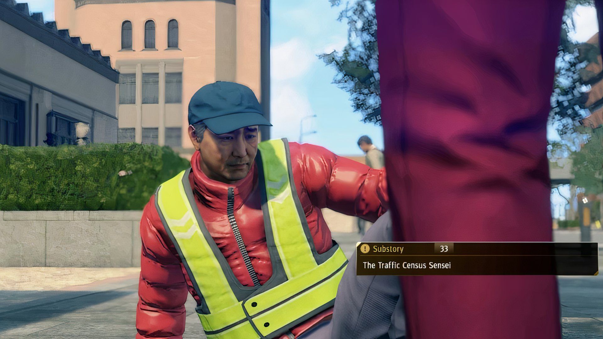 Image of the introduction to The Traffic Census Sensei substory in Yakuza: Like a Dragon