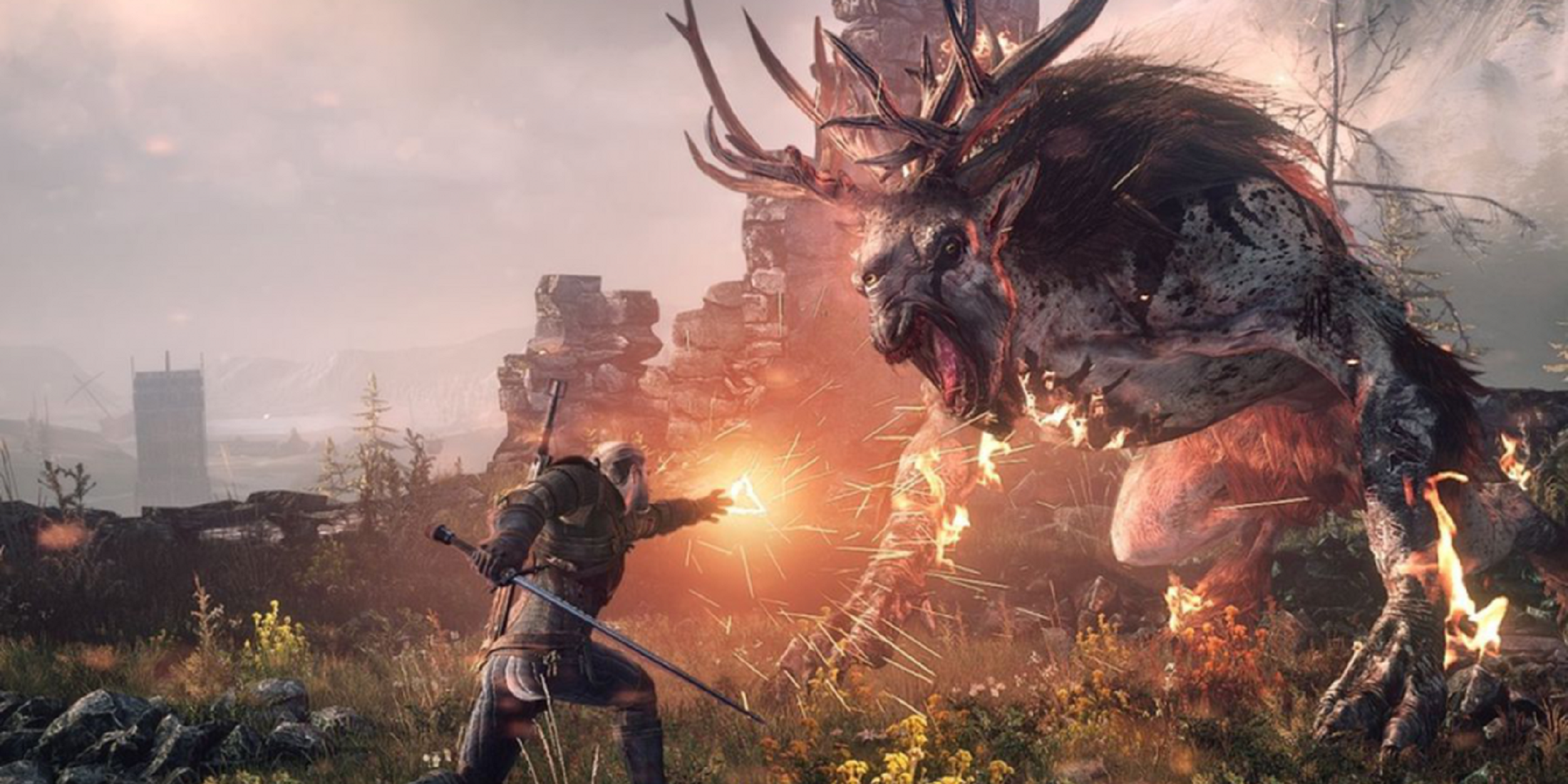 the witcher 3 monster fighting with geralt