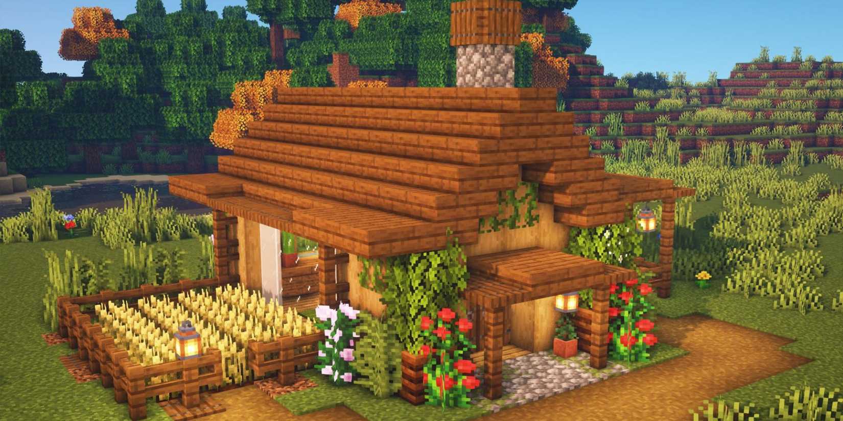 Tiny Minecraft home design - House with farm