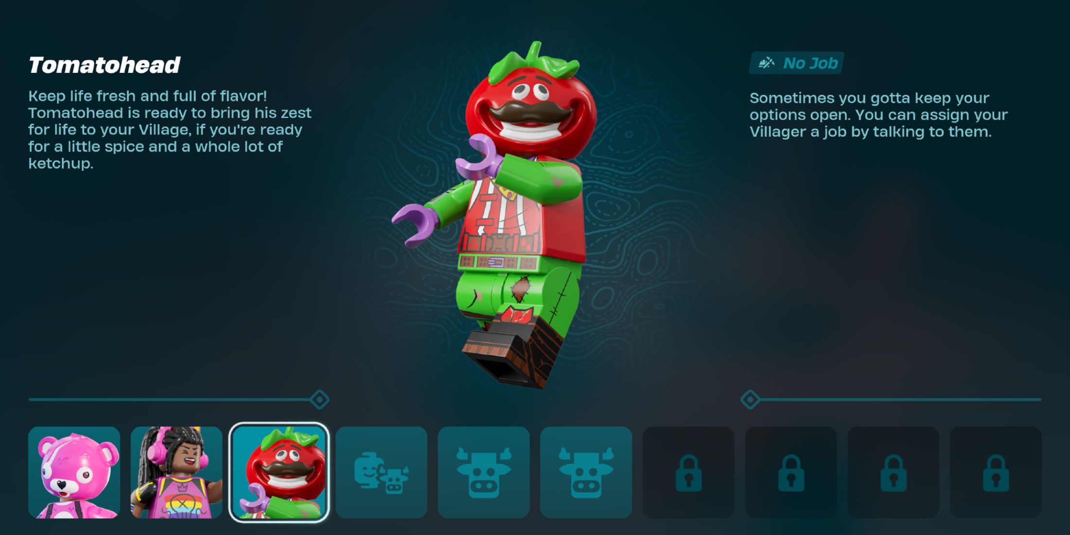 Screenshot showcasing Tomatohead Bio LEGO Fortnite 