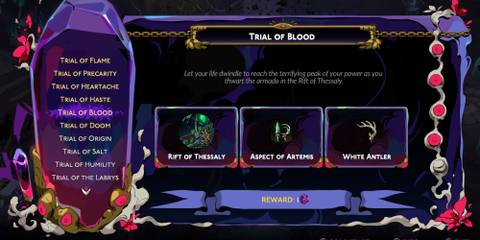 image of the Trial of Blood description screen