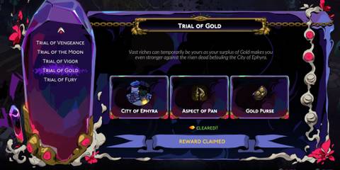 image of the Trial of Gold description screen