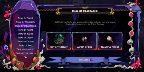 image of the Trial of Heartache description screen