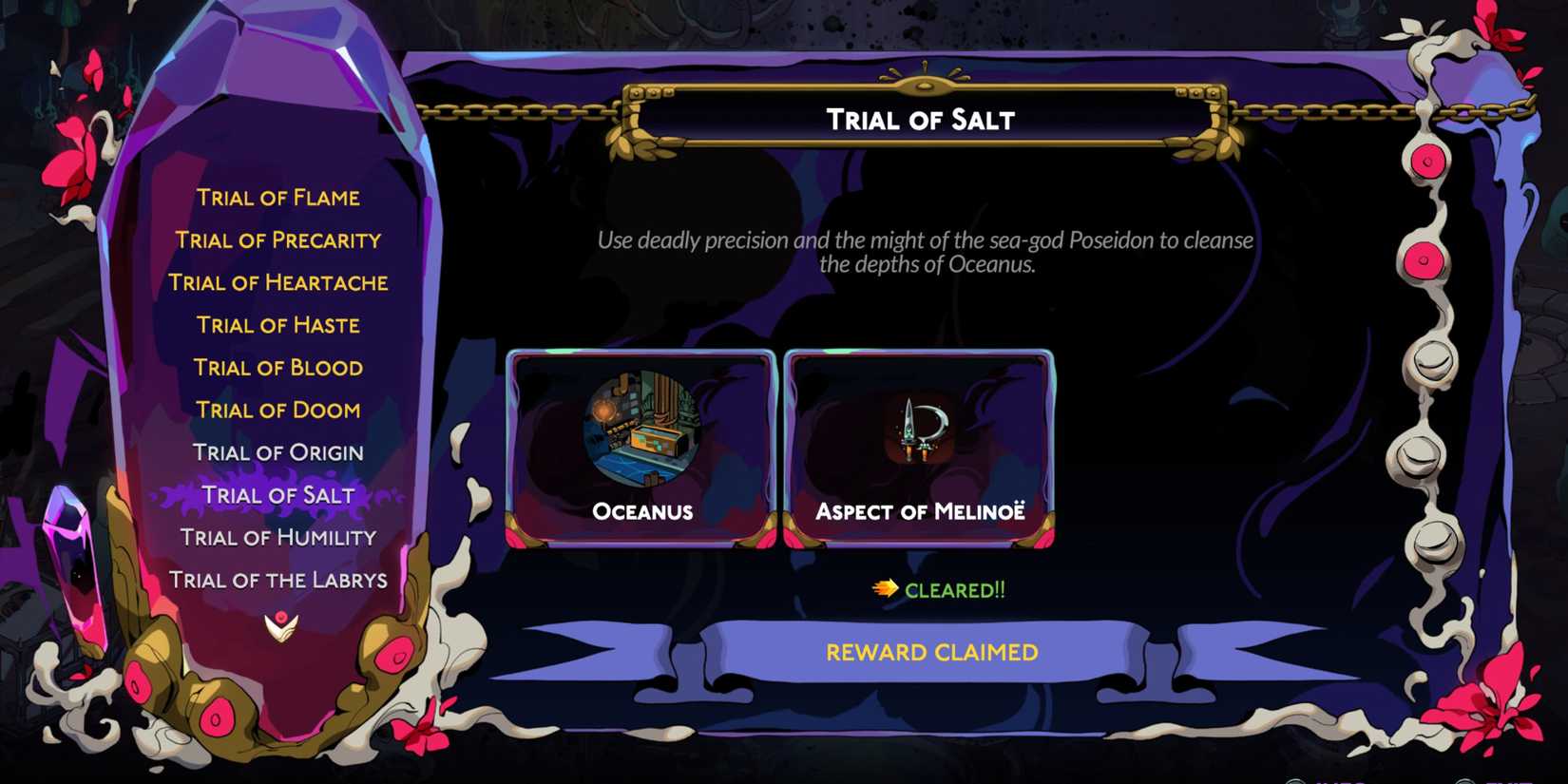 image of the Trial of Salt description screen